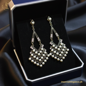 Vintage Pearl & Crystal Tiered Drop Earrings