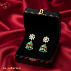 Flower Cluster Kundan Jhumkas