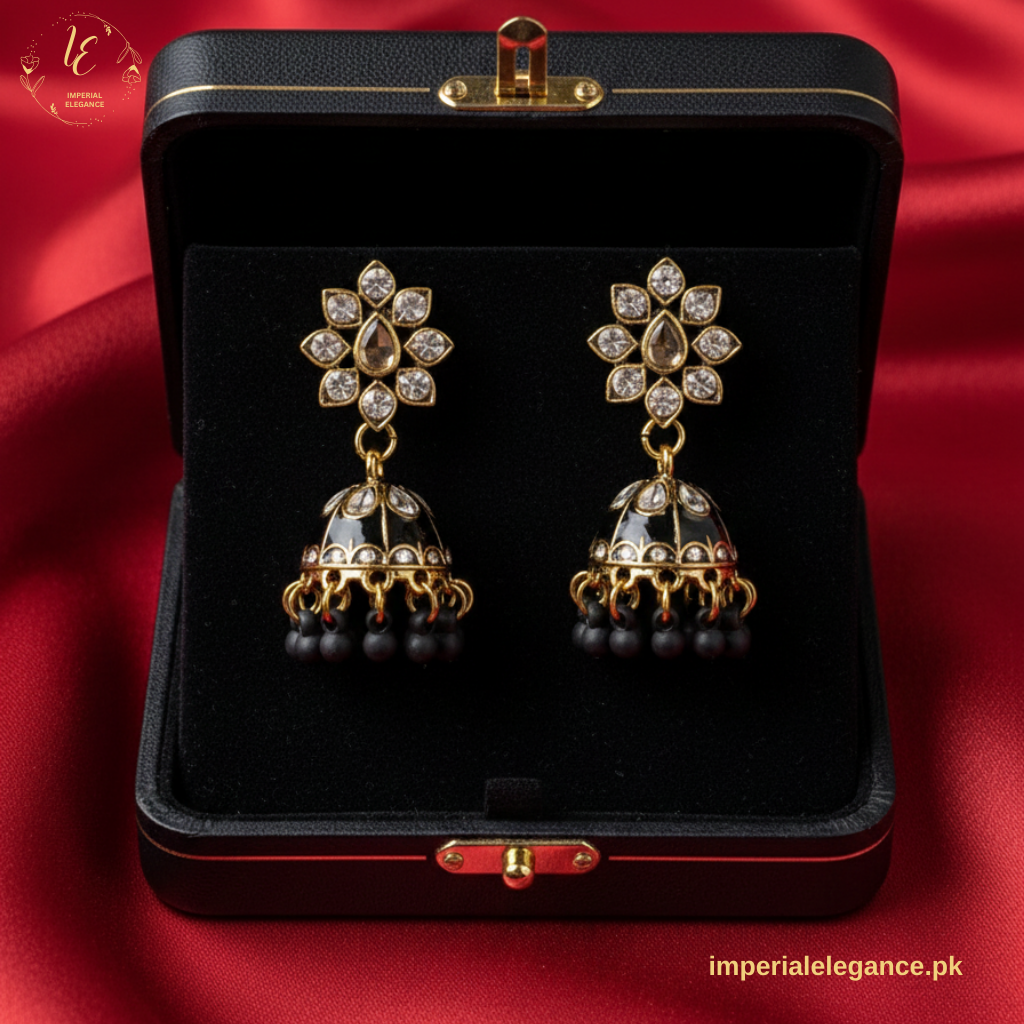Flower Cluster Kundan Jhumkas